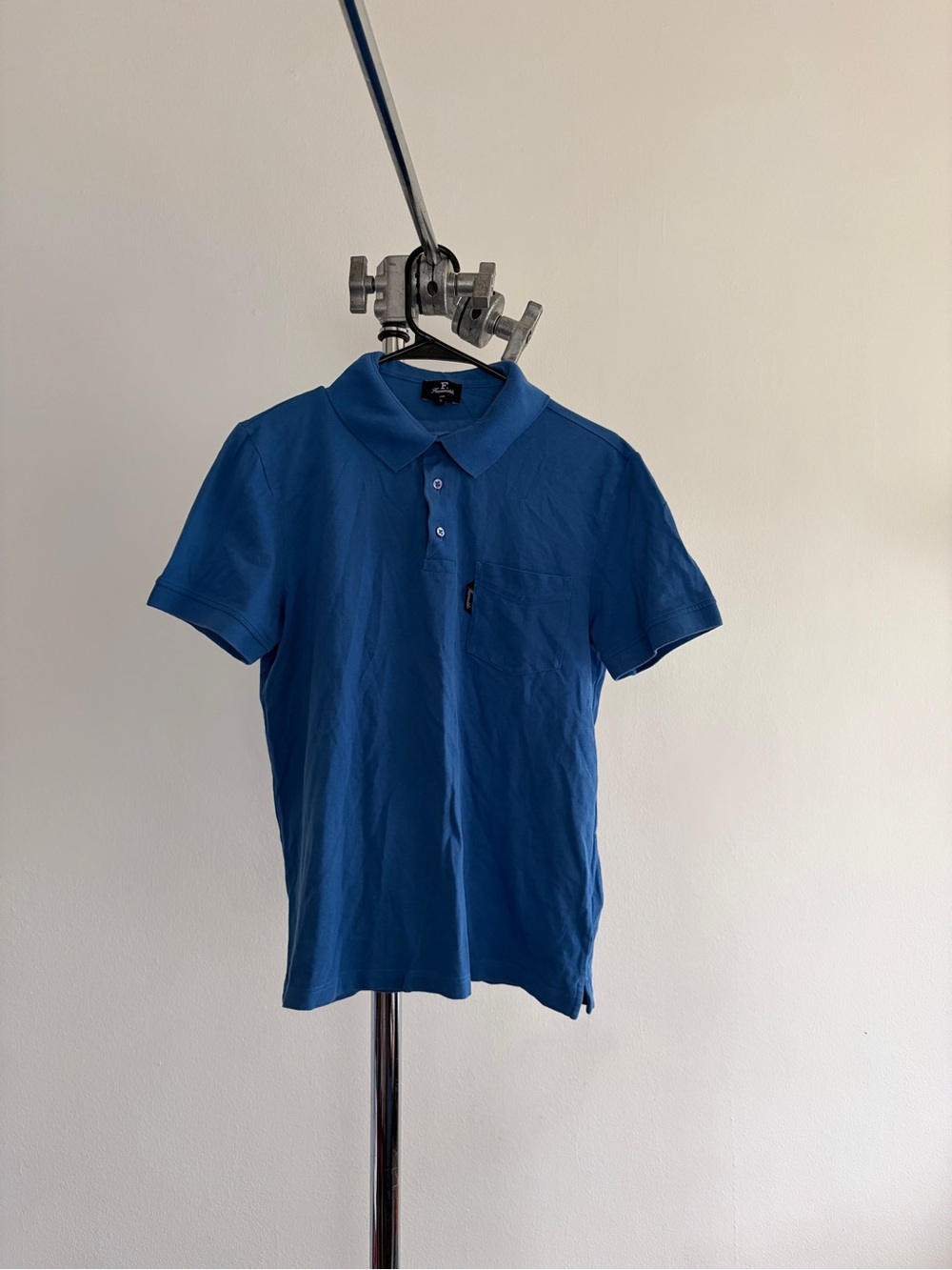 Faconnable Royal Blue Polo Shirt with Chest Pocket